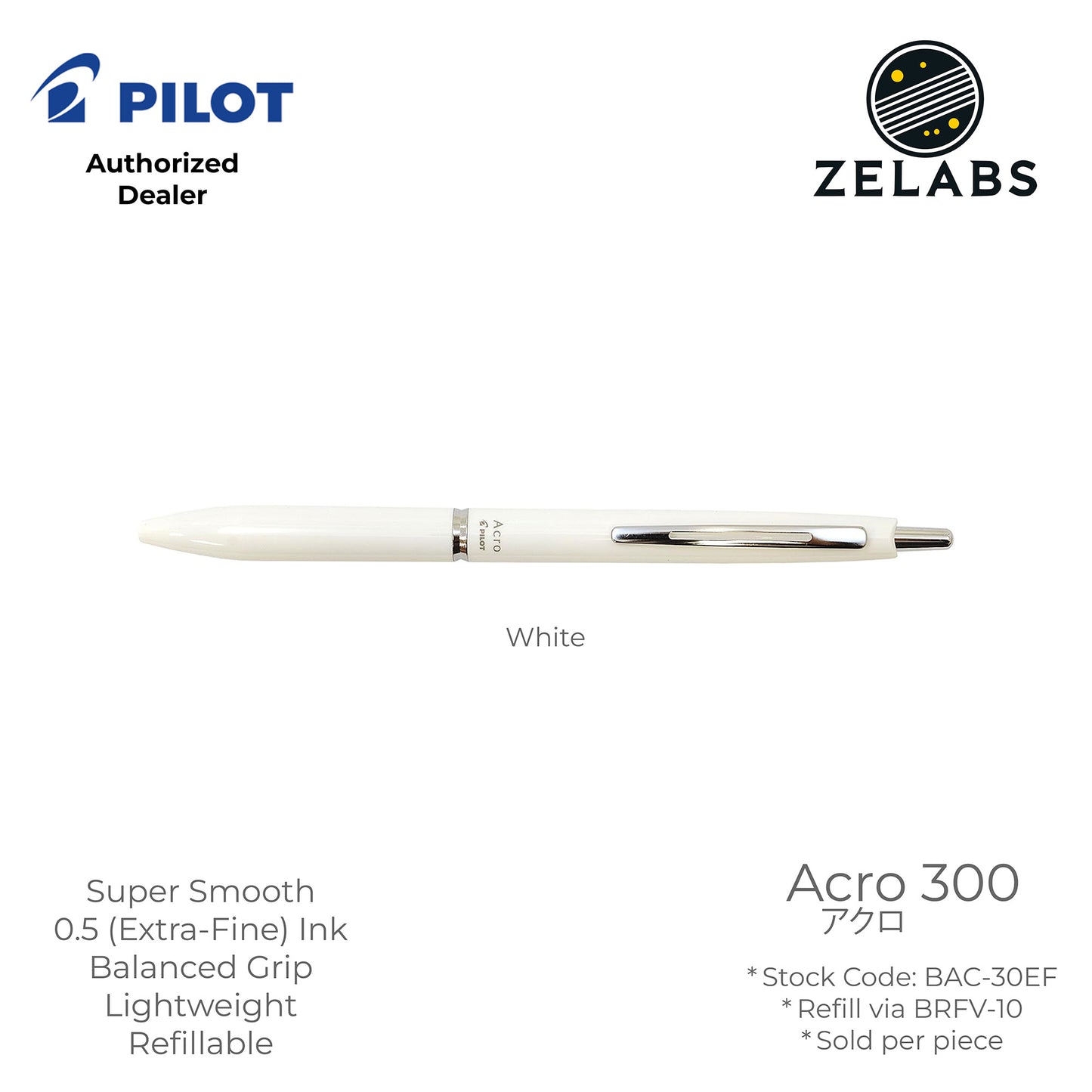 Pilot Acro 300 Extra Fine Ballpoint Pen - BAC-30EF - 0.5mm