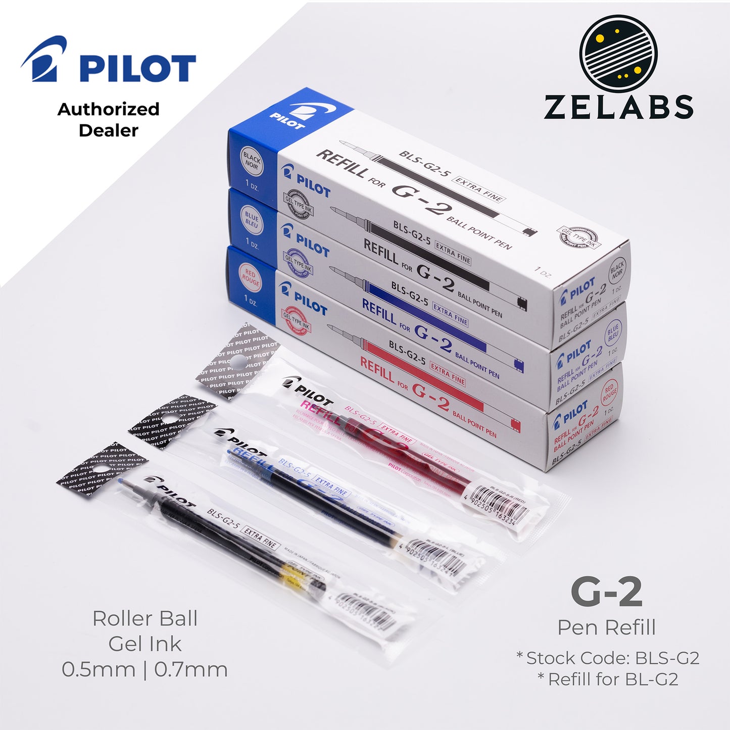 Pilot G-2 Roller Ball (Gel Ink) Refill - BLS-G2 - 0.5mm | 0.7mm | 1.0mm