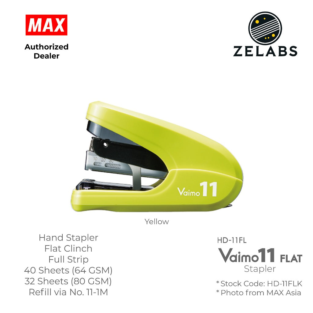 MAX Vaimo 11 HD-11FLK Flat Stapler - Flat Clinch Hand Stapler (Refill by No.11 Staples)