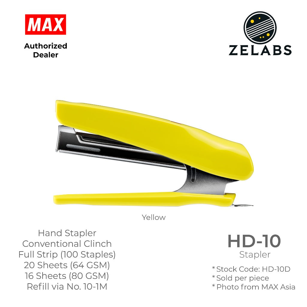 MAX HD-10D Stapler - Conventional Clinch Hand Stapler (Refill by No.10 Staples)