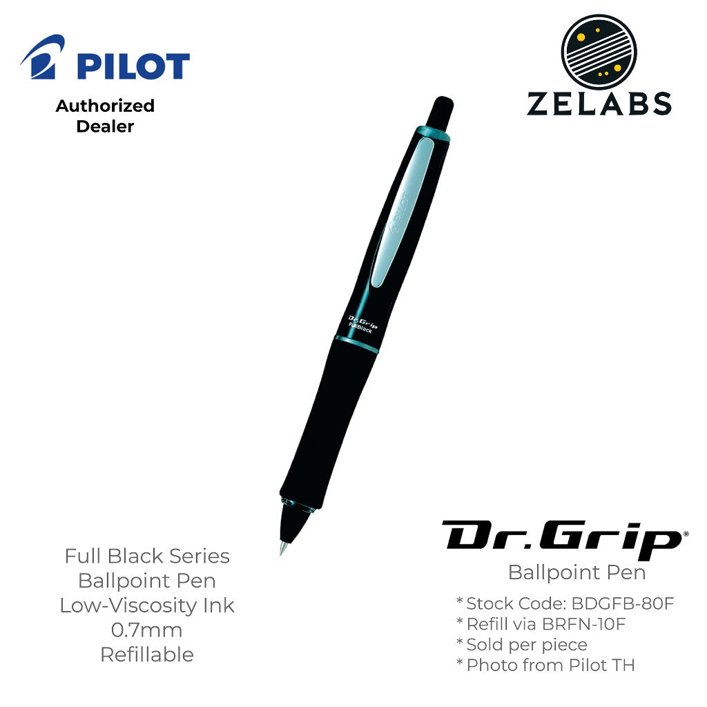 Pilot Dr. Grip Full Black Ergonomic Retractable Ballpoint Pen - BDGFB-80F - 0.7mm