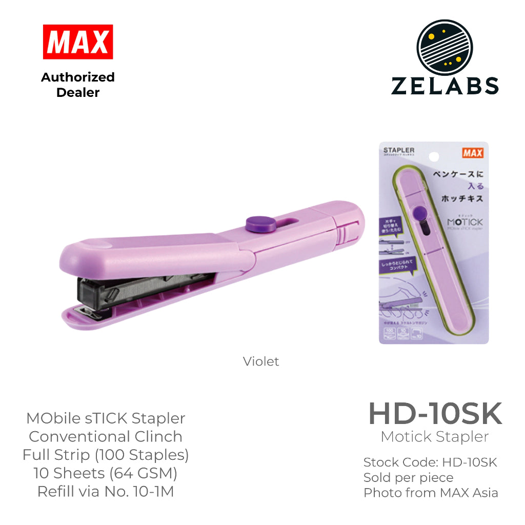 MAX HD-10SK Motick Stapler - Mobile Stick / Portable Stapler (Refill by No.10 Staples)