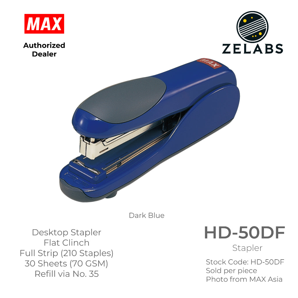 MAX HD-50DF Stapler - Flat Clinch Full Strip Desktop Stapler (Refill by No.35 Staples)