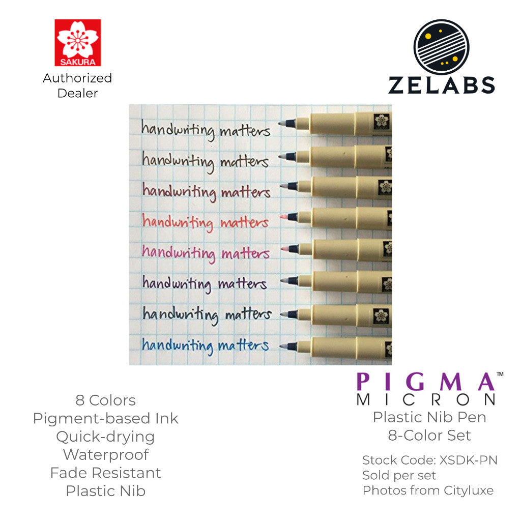 Sakura Pigma PN Plastic Nib Pen - 8-Color Set - XSDK-PN-8A