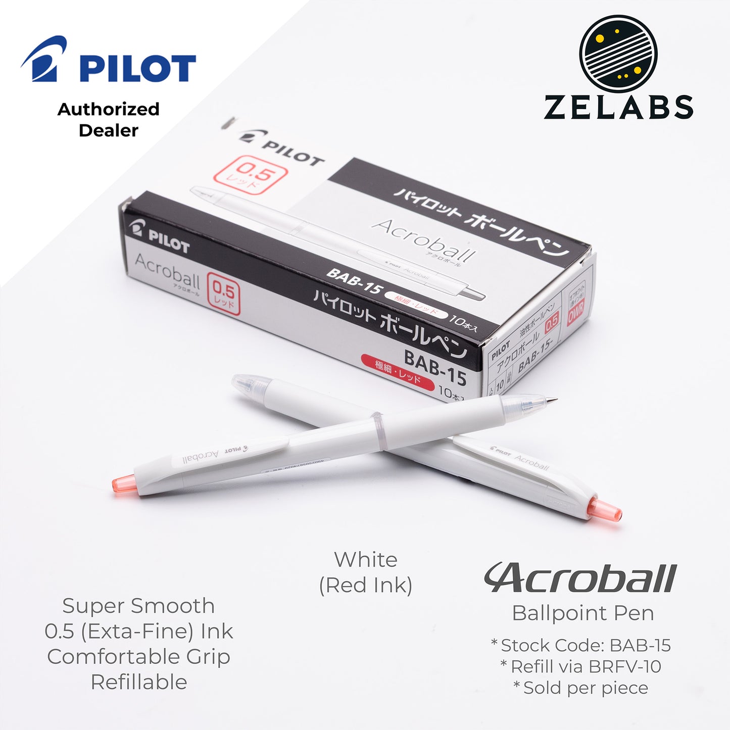 Pilot Acroball Extra Fine Ballpoint Pen - BAB-15 - 0.5mm