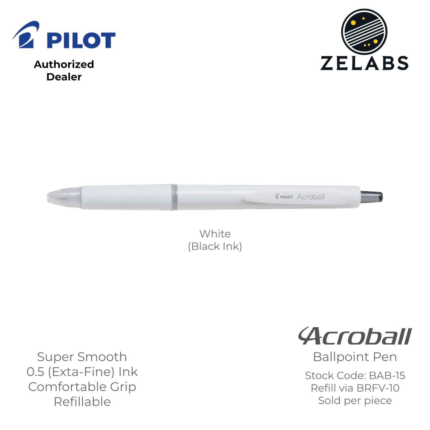 Pilot Acroball Extra Fine Ballpoint Pen - BAB-15 - 0.5mm