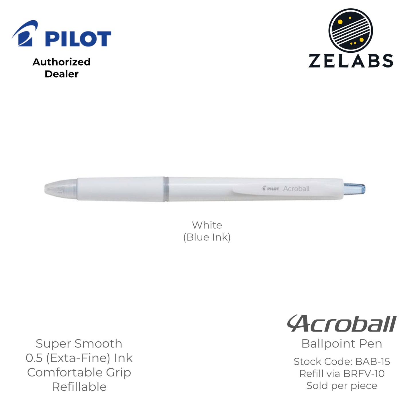 Pilot Acroball Extra Fine Ballpoint Pen - BAB-15 - 0.5mm
