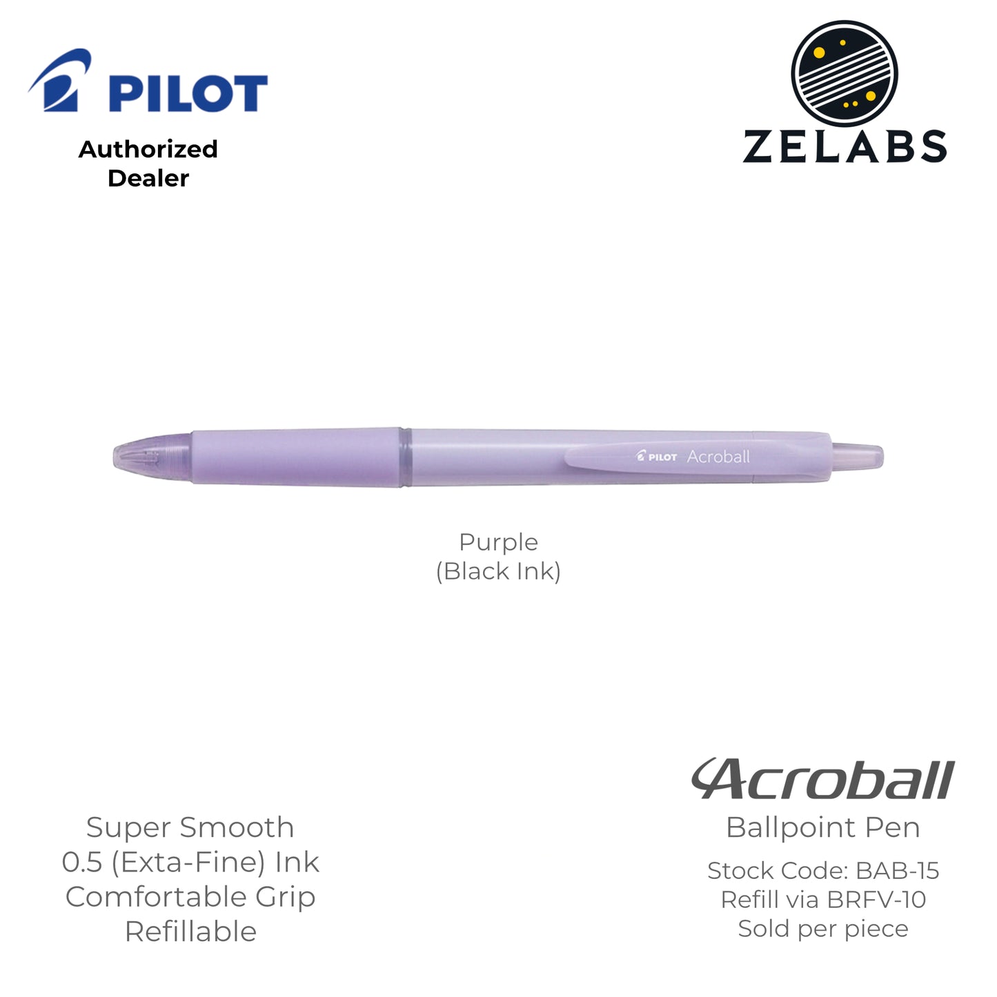 Pilot Acroball Extra Fine Ballpoint Pen - BAB-15 - 0.5mm