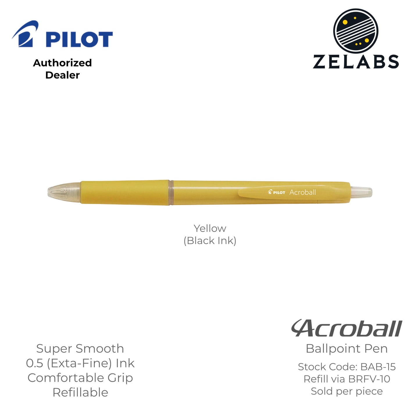 Pilot Acroball Extra Fine Ballpoint Pen - BAB-15 - 0.5mm