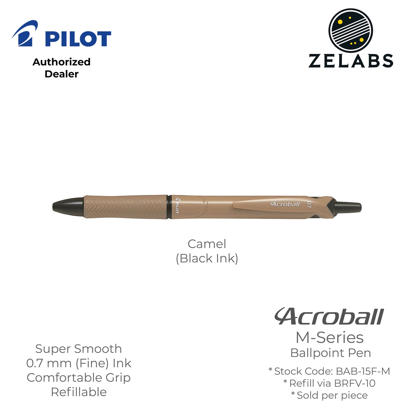 Pilot Acroball M-Series Fine Ballpoint Pen - BAB-15F-M - 0.7mm