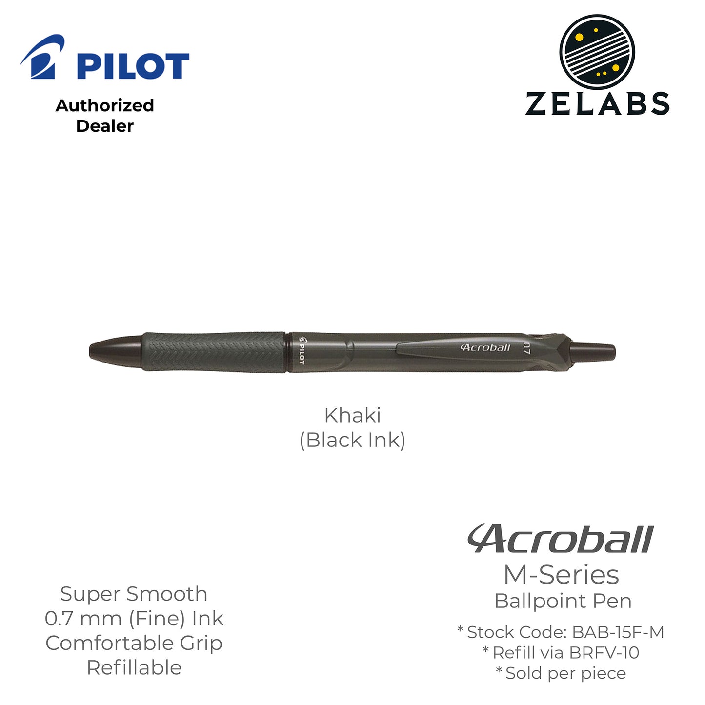 Pilot Acroball M-Series Fine Ballpoint Pen - BAB-15F-M - 0.7mm