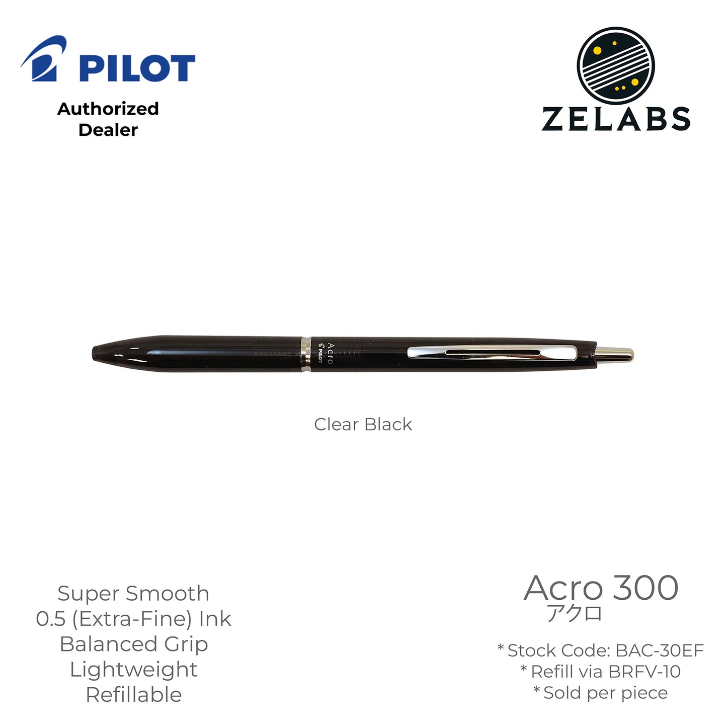 Pilot Acro 300 Extra Fine Ballpoint Pen - BAC-30EF - 0.5mm