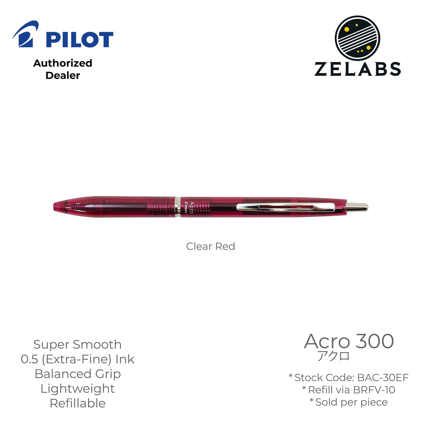 Pilot Acro 300 Extra Fine Ballpoint Pen - BAC-30EF - 0.5mm