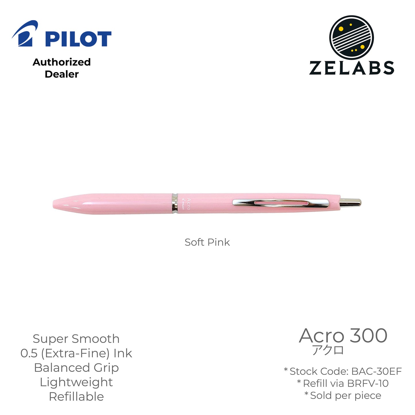 Pilot Acro 300 Extra Fine Ballpoint Pen - BAC-30EF - 0.5mm