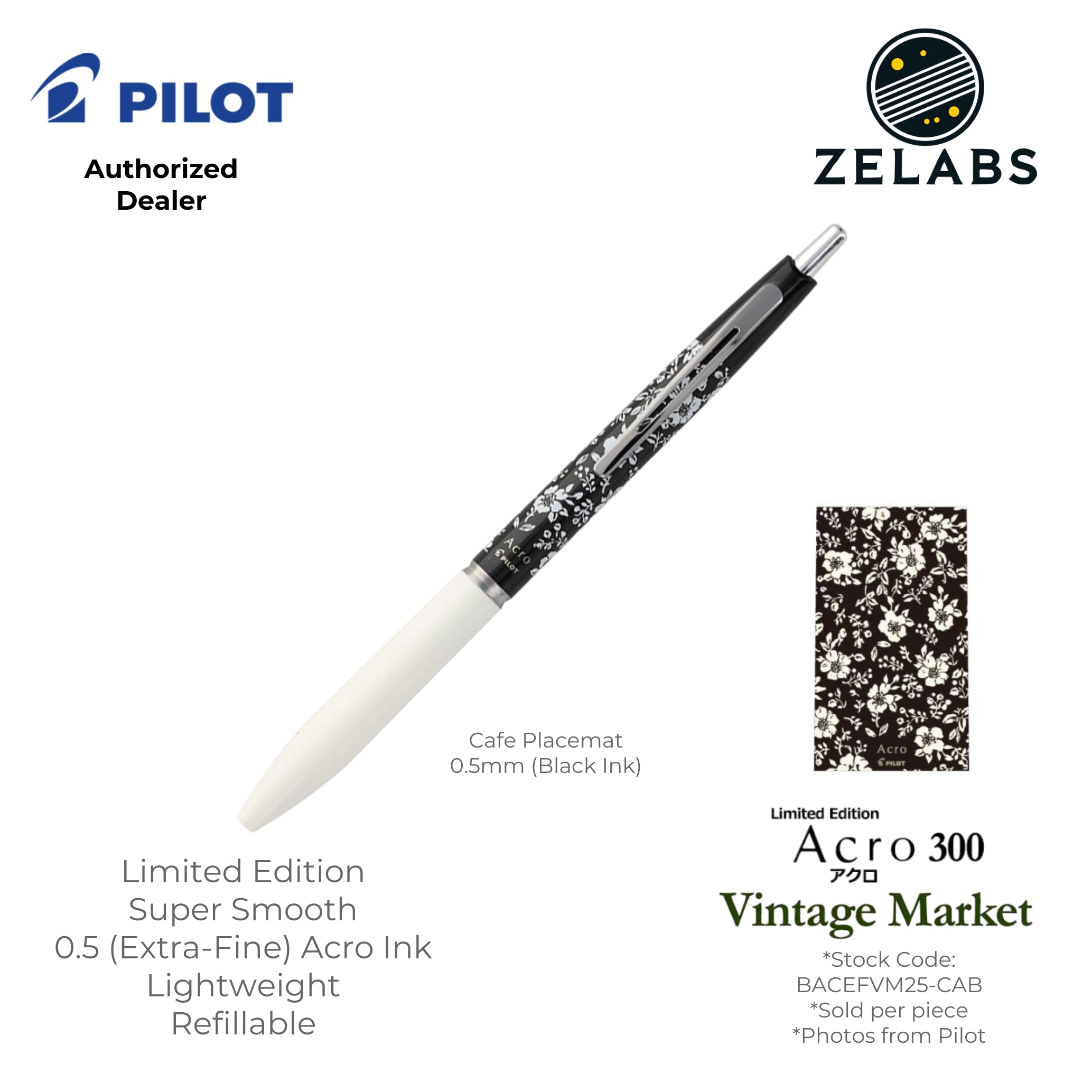 Pilot Acro 300 Limited Edition Vintage Market Extra Fine Ballpoint