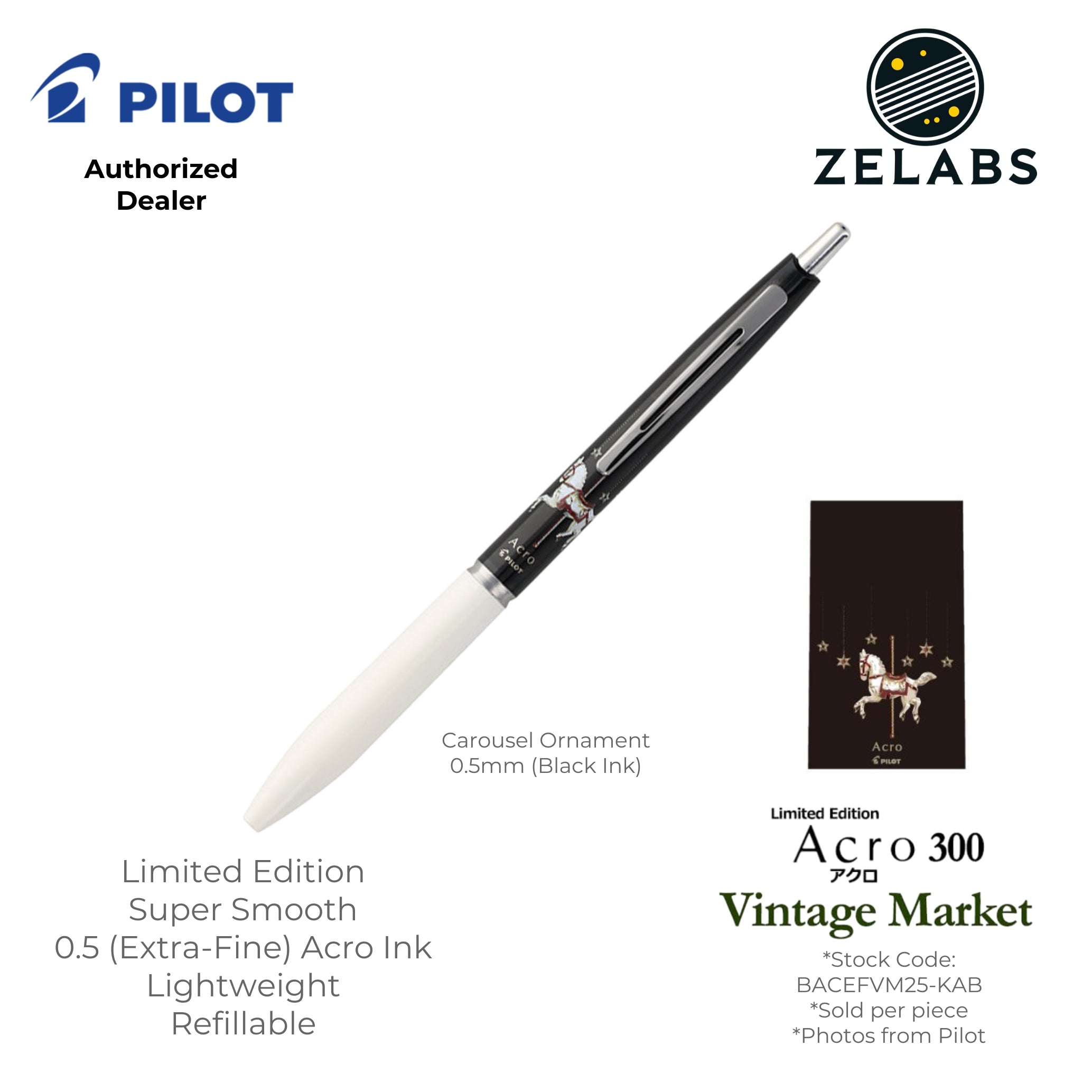 Pilot Acro 300 Limited Edition Vintage Market Extra Fine Ballpoint