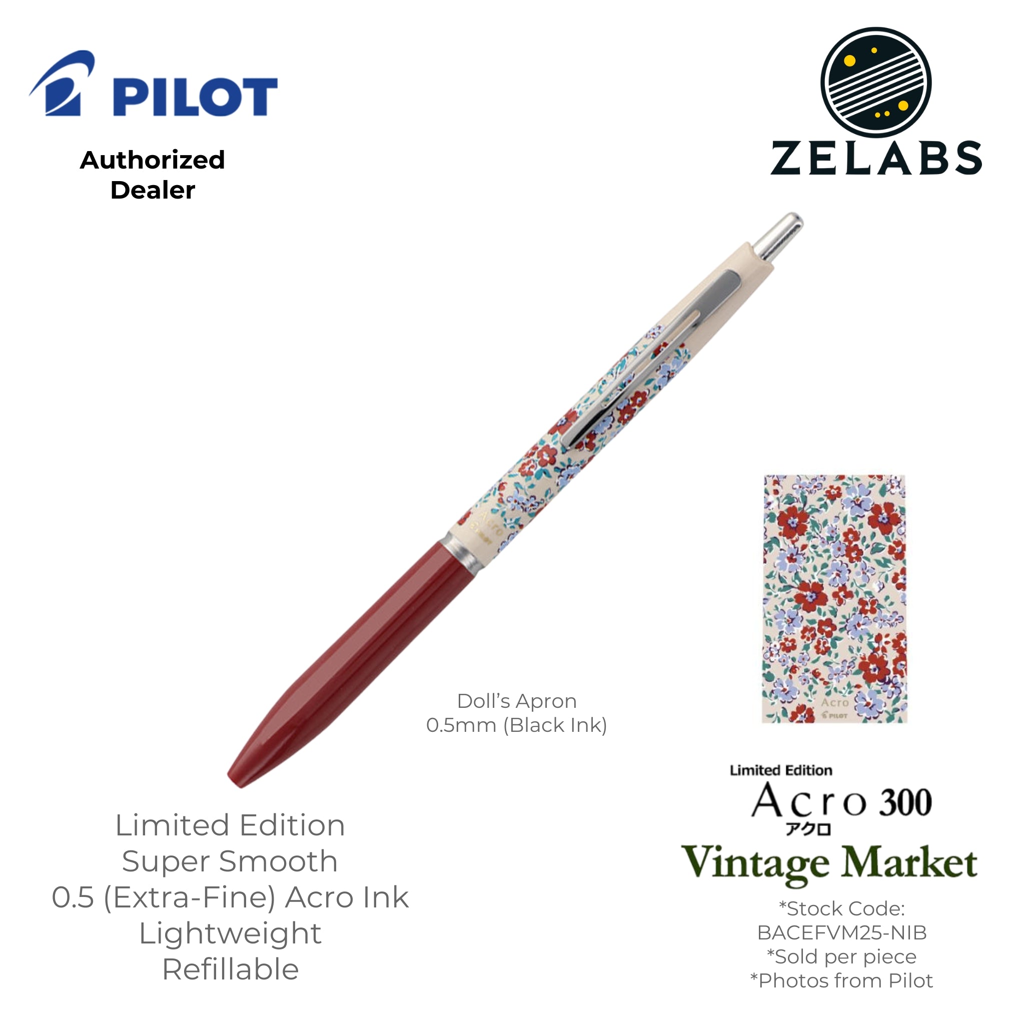 Pilot Acro 300 Limited Edition Vintage Market Extra Fine Ballpoint
