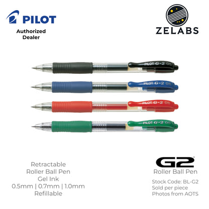 Pilot G-2 Retractable Roller Ball Pen (Gel Ink) - BL-G2 - 0.5mm | 0.7mm | 1.0mm