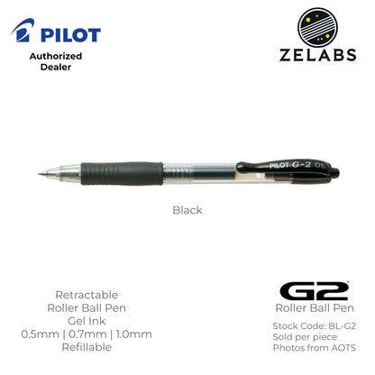 Pilot G-2 Retractable Roller Ball Pen (Gel Ink) - BL-G2 - 0.5mm | 0.7mm | 1.0mm