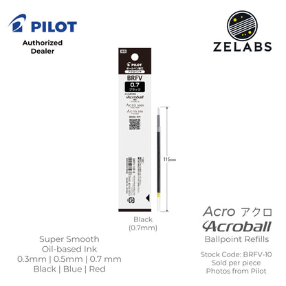 Pilot Acro Acroball Ballpoint Refill - BRFV-10 - 0.3mm | 0.5mm | 0.7mm