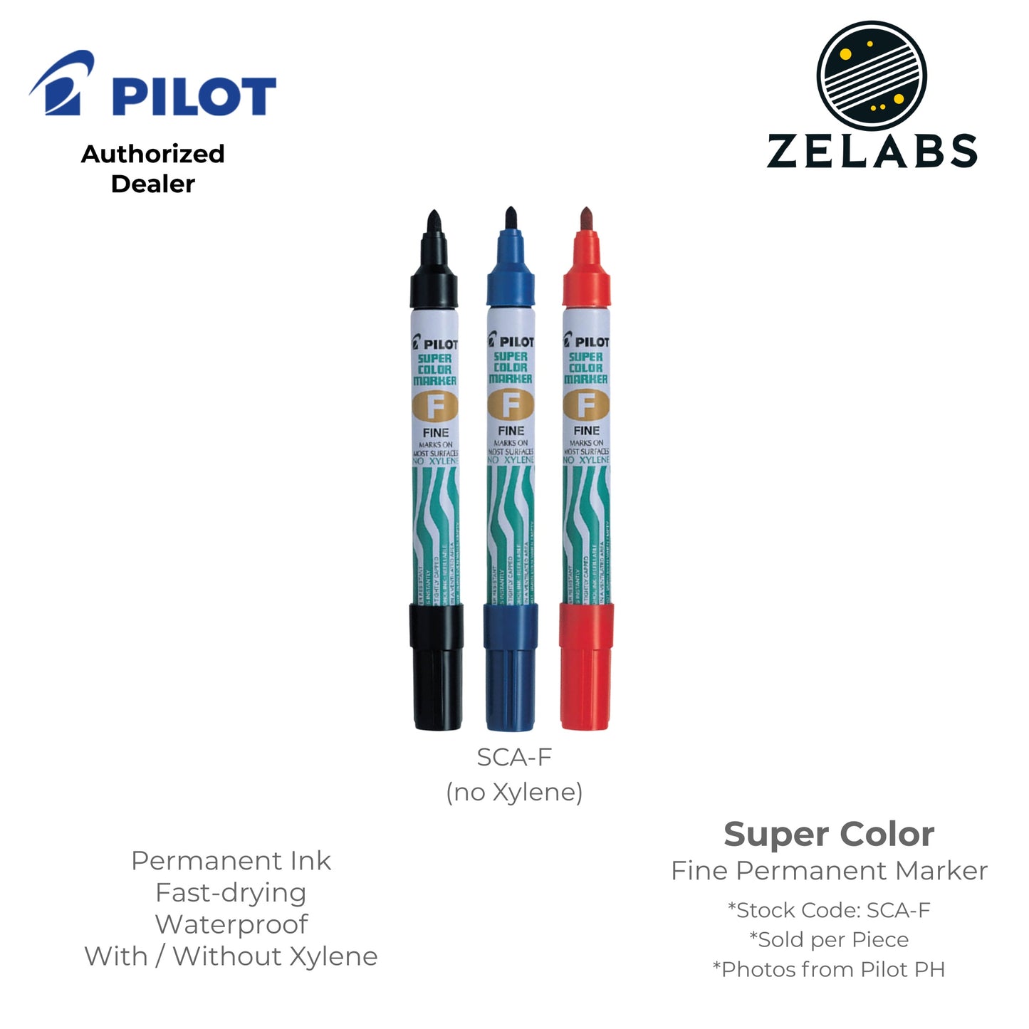 Pilot Super Color Fine Permanent Marker (w/wo Xylene) - SC-F | SCA-F