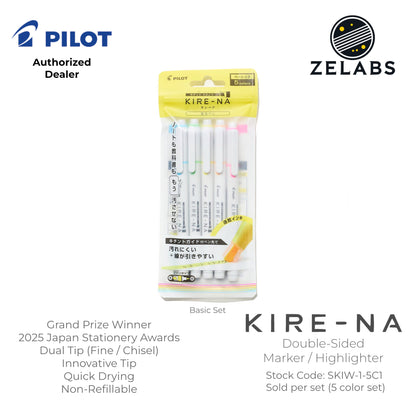 Pilot Kire-Na Double-Sided Highlighter 5-Color Set - SKIW-1-5C