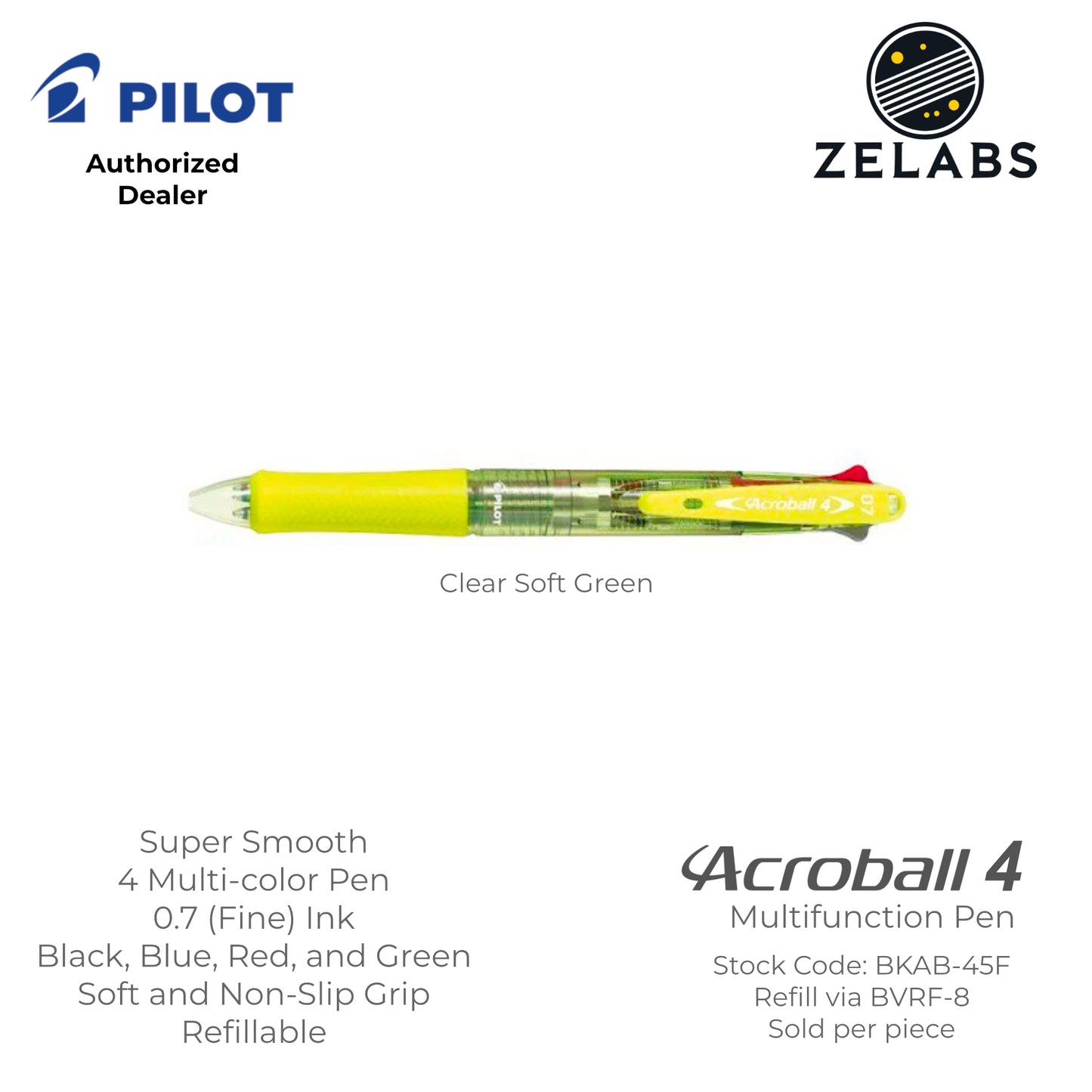 Pilot Acroball 4 Fine Multifunction Ballpoint Pen / Multi-Pen - BKAB-45F - 0.7mm