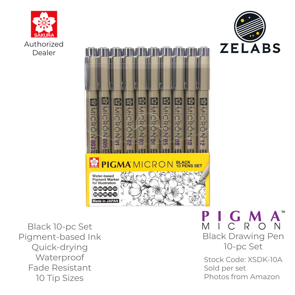 Sakura Pigma Micron Drawing Pen / Technical Pen Black Set (6-pc | 10-pc) - XSDK-6A | XSDK-10A