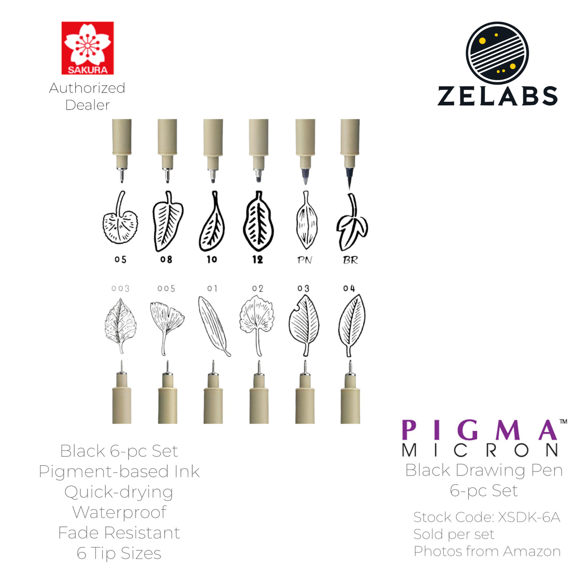 Sakura Pigma Micron Drawing Pen / Technical Pen Black Set (6-pc | 10-pc) - XSDK-6A | XSDK-10A