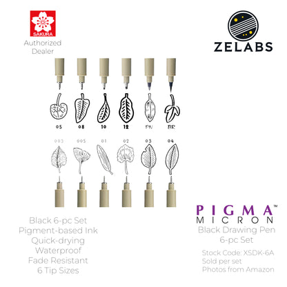 Sakura Pigma Micron Drawing Pen / Technical Pen Black Set (6-pc | 10-pc) - XSDK-6A | XSDK-10A