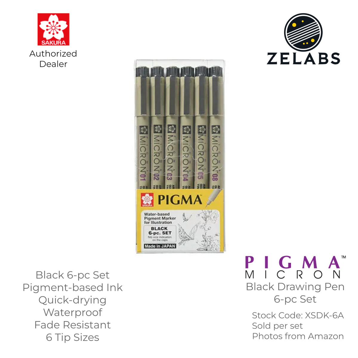 Sakura Pigma Micron Drawing Pen / Technical Pen Black Set (6-pc | 10-pc) - XSDK-6A | XSDK-10A