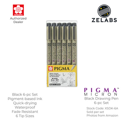 Sakura Pigma Micron Drawing Pen / Technical Pen Black Set (6-pc | 10-pc) - XSDK-6A | XSDK-10A