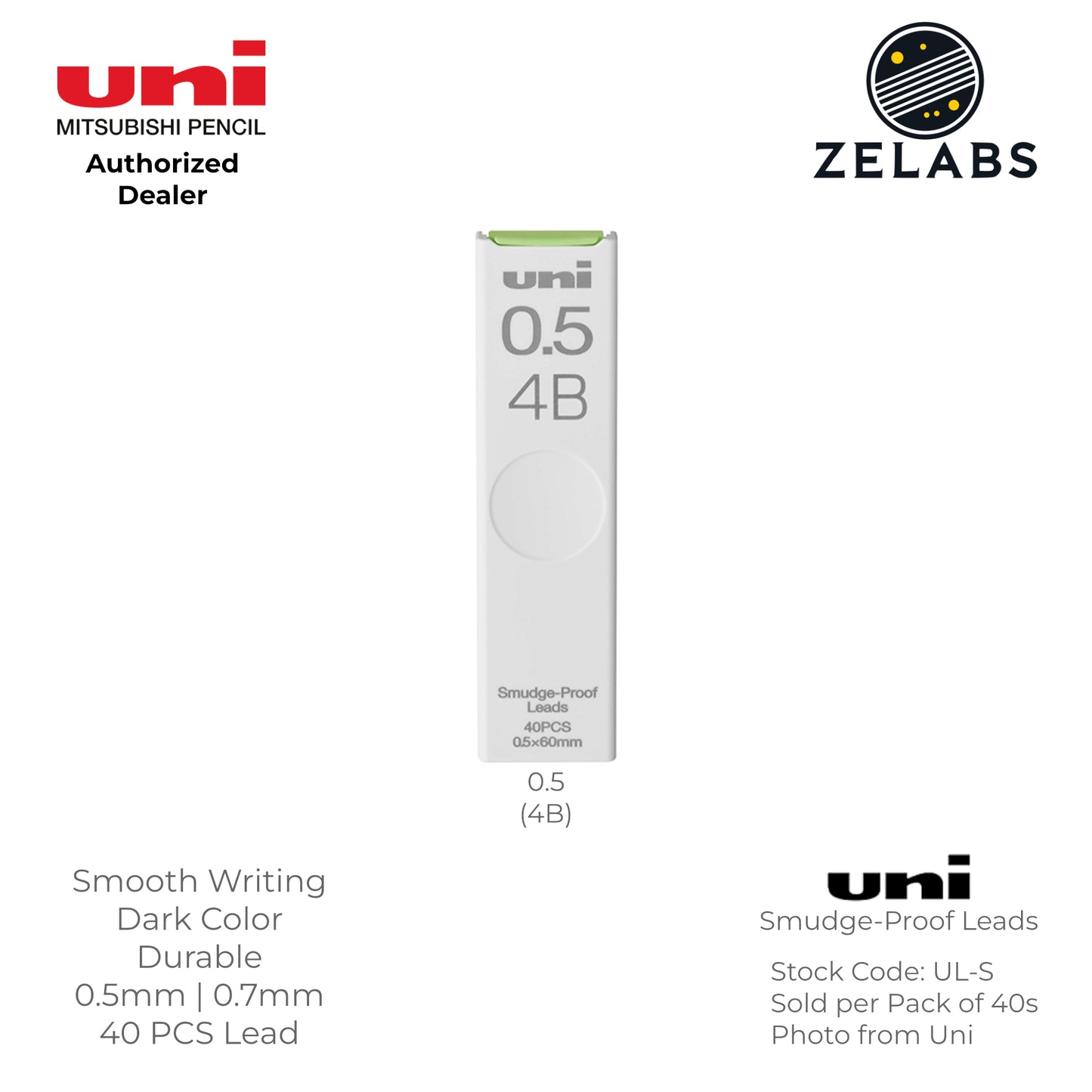 Uni Smudge-Proof Lead Mechanical Pencil Refill - UL-S - 0.5mm | 0.7mm