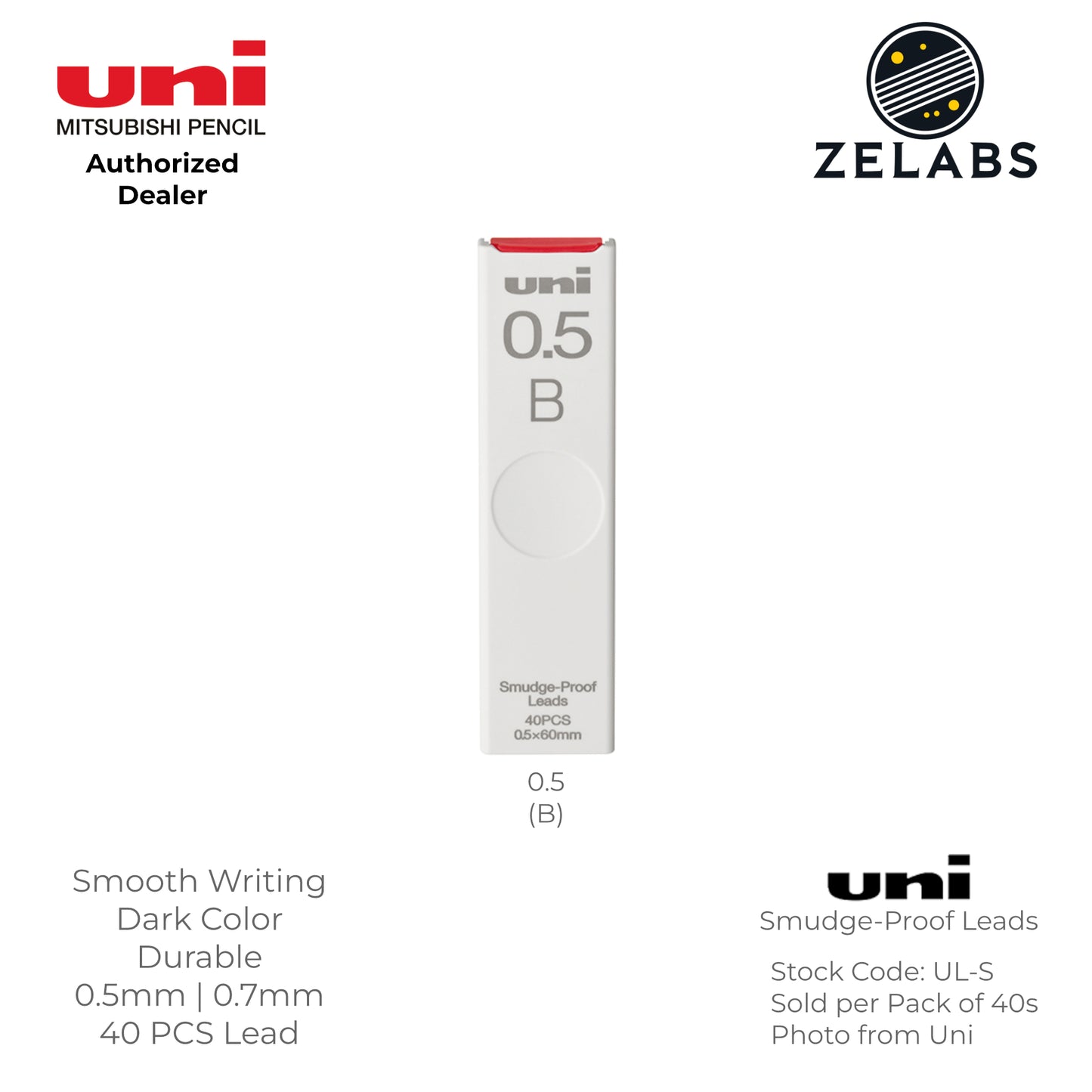Uni Smudge-Proof Lead Mechanical Pencil Refill - UL-S - 0.5mm | 0.7mm