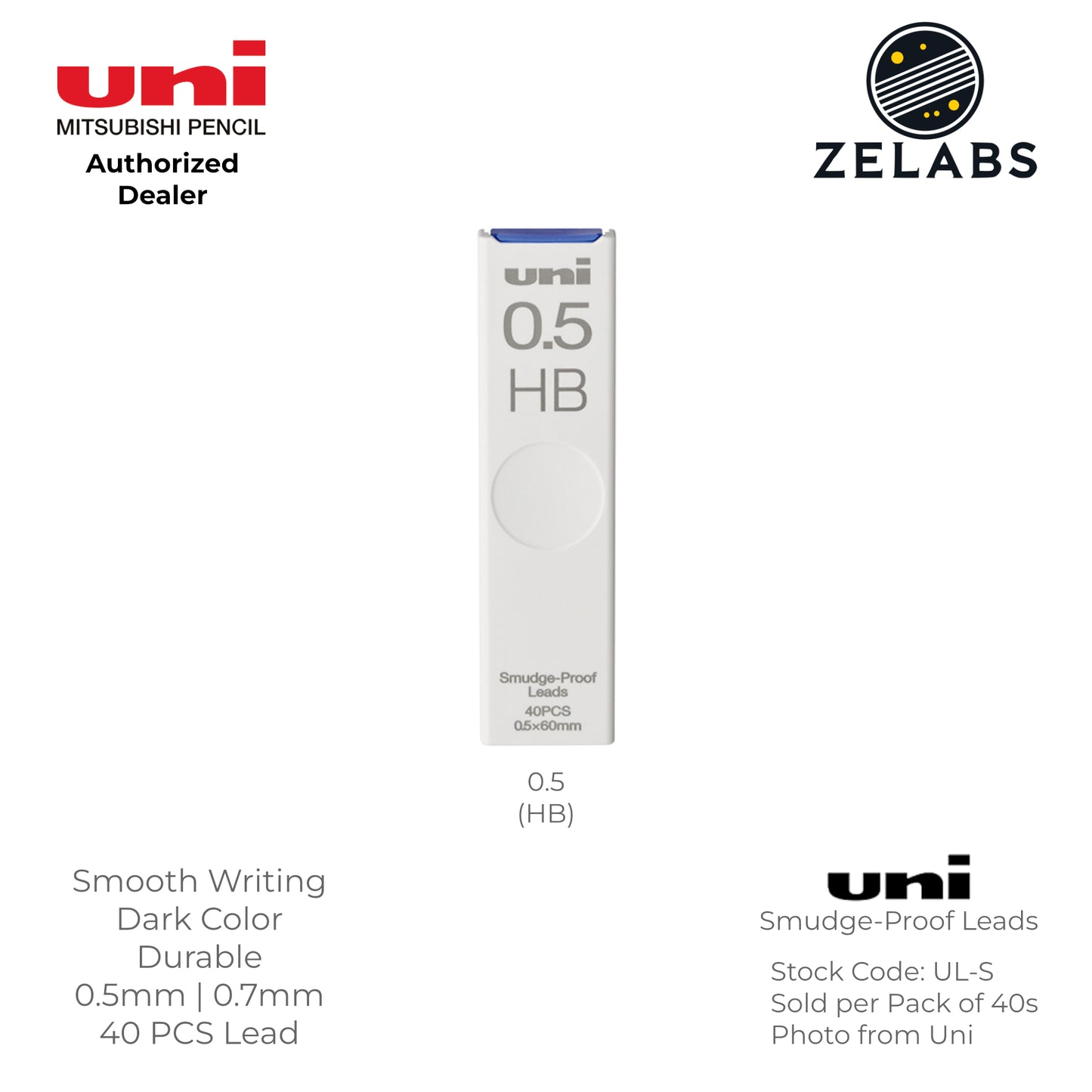 Uni Smudge-Proof Lead Mechanical Pencil Refill - UL-S - 0.5mm | 0.7mm