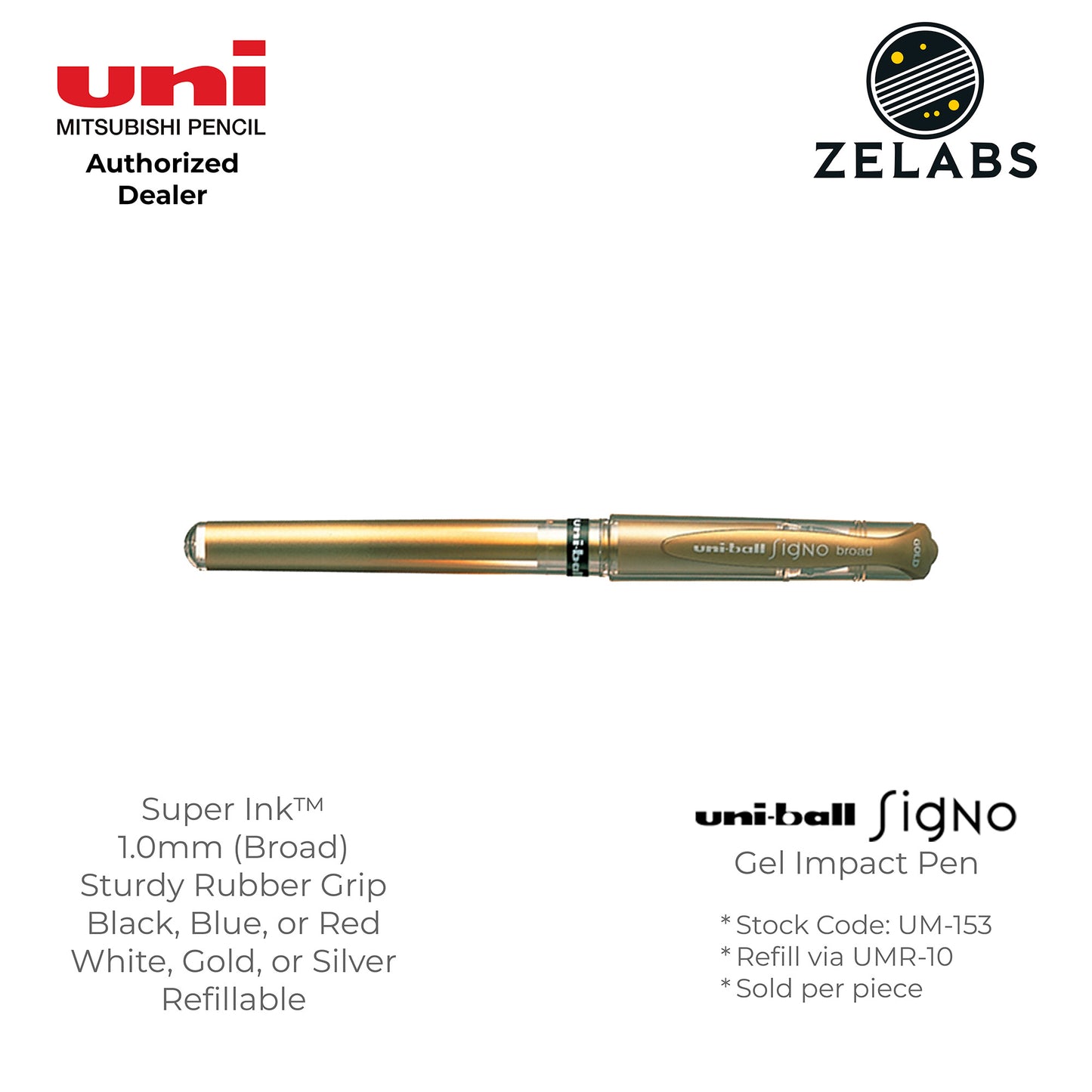 Uni Uni-Ball Signo Gel Impact Broad Capped Gel Pen - UM-153 - 1.0mm