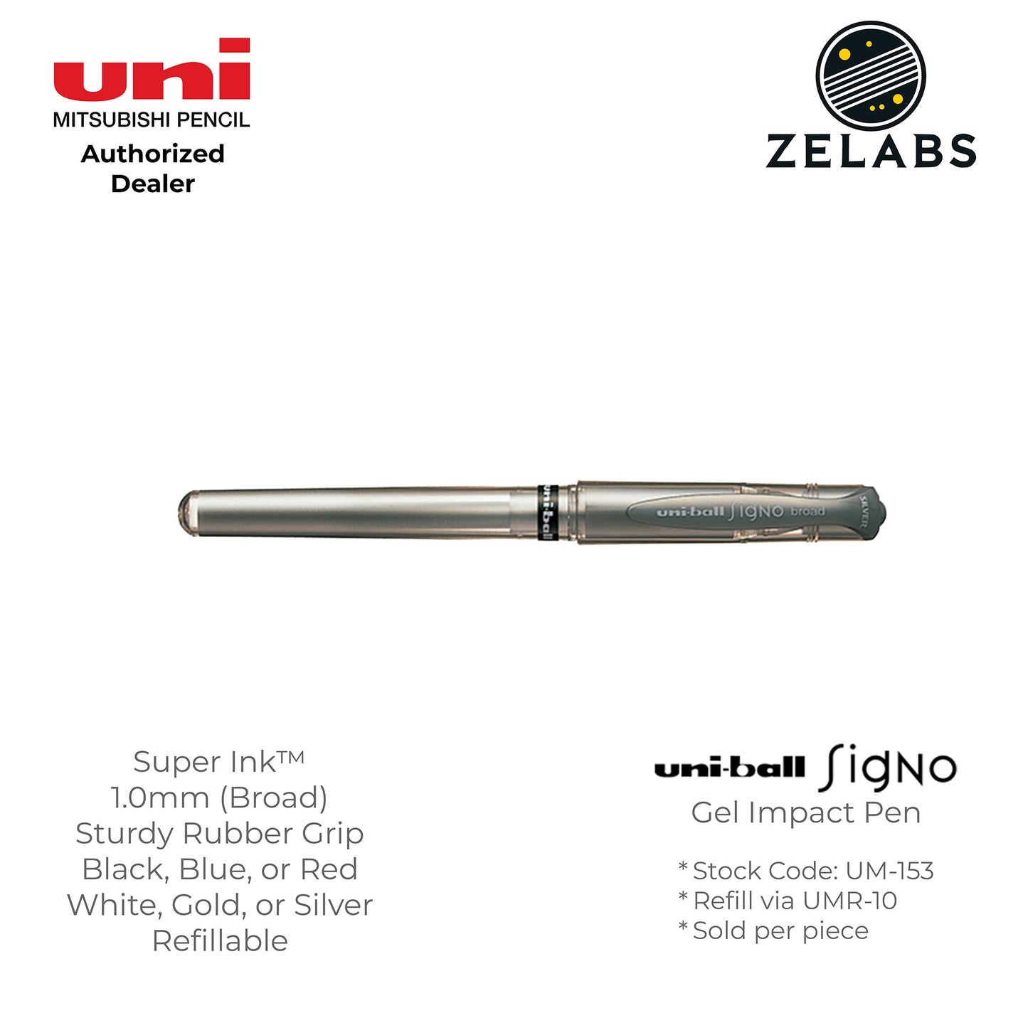 Uni Uni-Ball Signo Gel Impact Broad Capped Gel Pen - UM-153 - 1.0mm