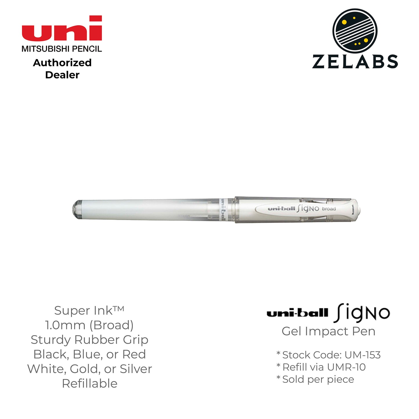 Uni Uni-Ball Signo Gel Impact Broad Capped Gel Pen - UM-153 - 1.0mm