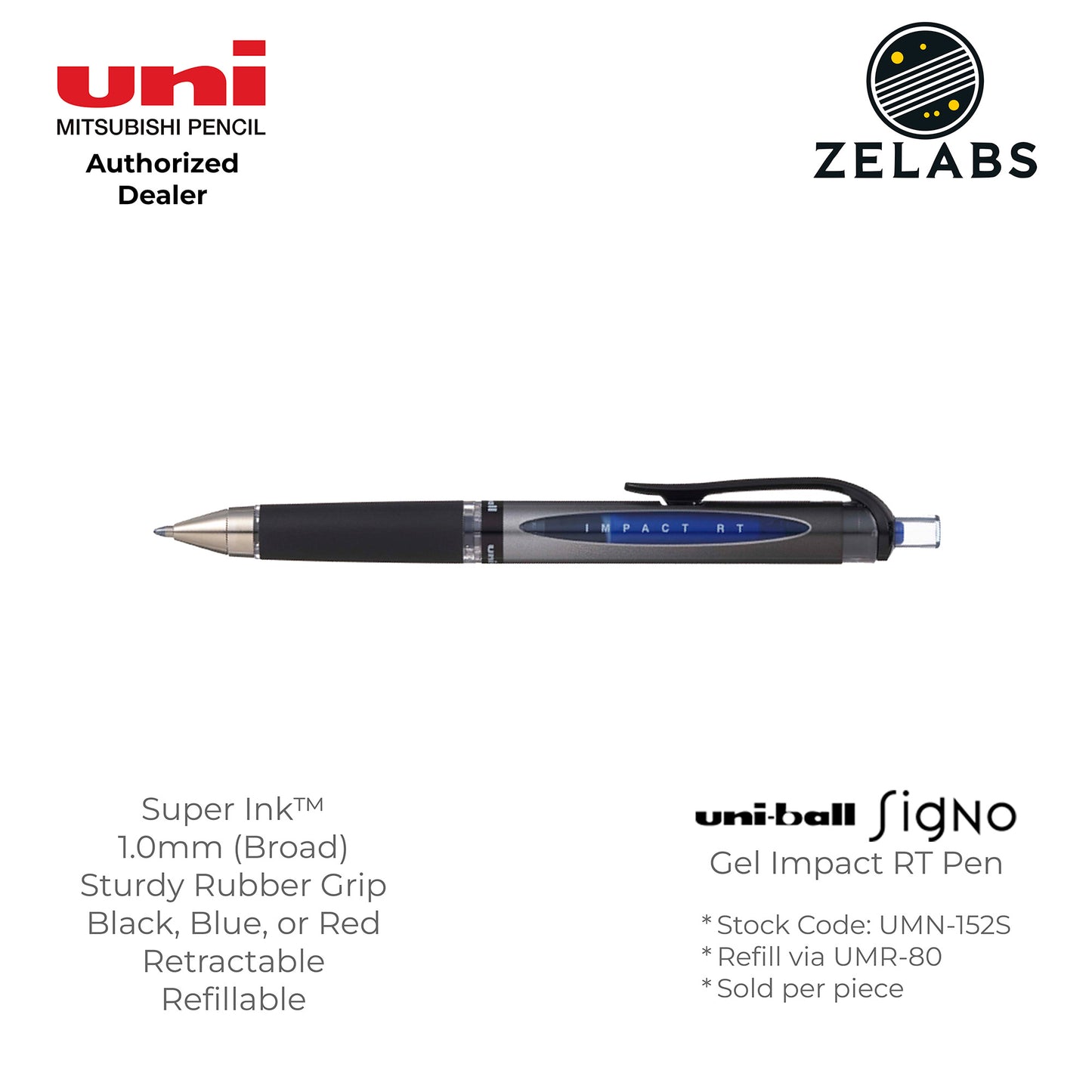 Uni Uni-Ball Signo Gel Impact RT Retractable Gel Pen - UMN-152S - 1.0mm