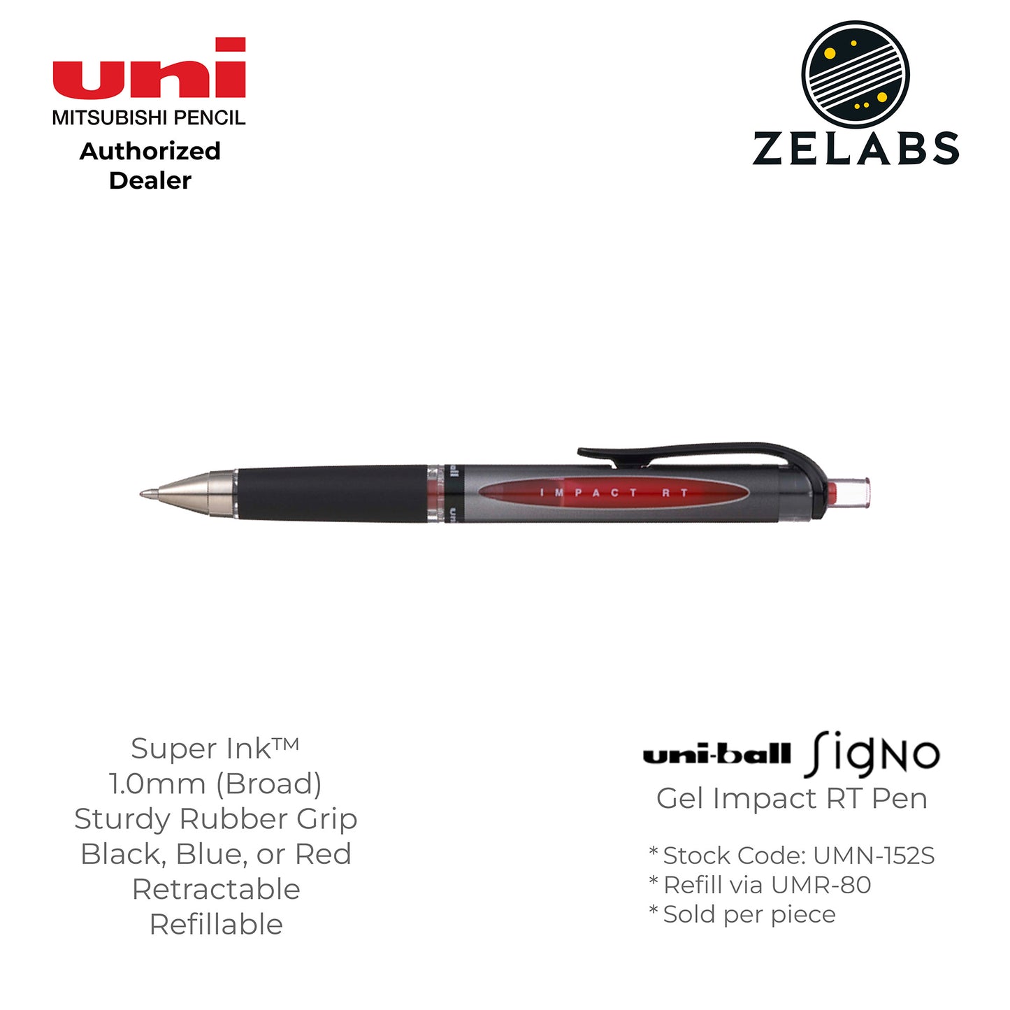 Uni Uni-Ball Signo Gel Impact RT Retractable Gel Pen - UMN-152S - 1.0mm