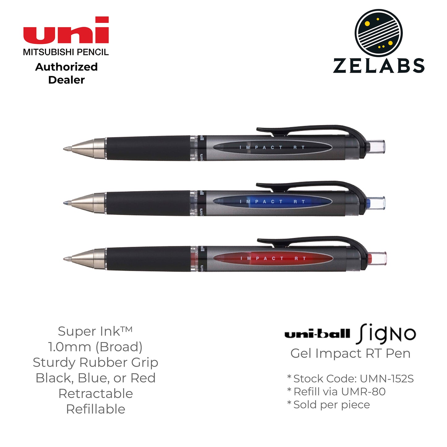 Uni Uni-Ball Signo Gel Impact RT Retractable Gel Pen - UMN-152S - 1.0mm