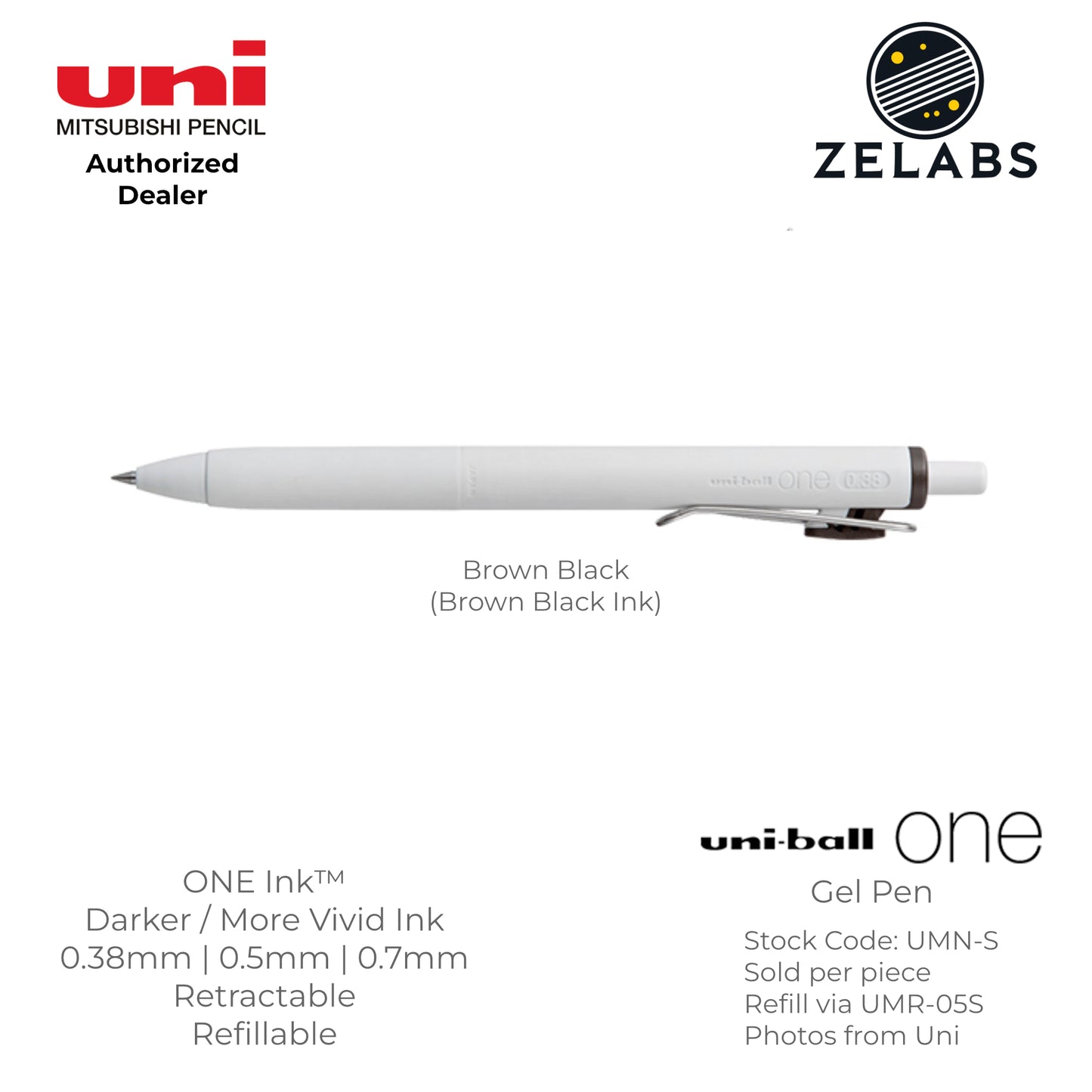 Uni Uni-Ball ONE Retractable Minimalist Gel Pen - UMN-S - 0.38mm / 0.5mm / 0.7mm