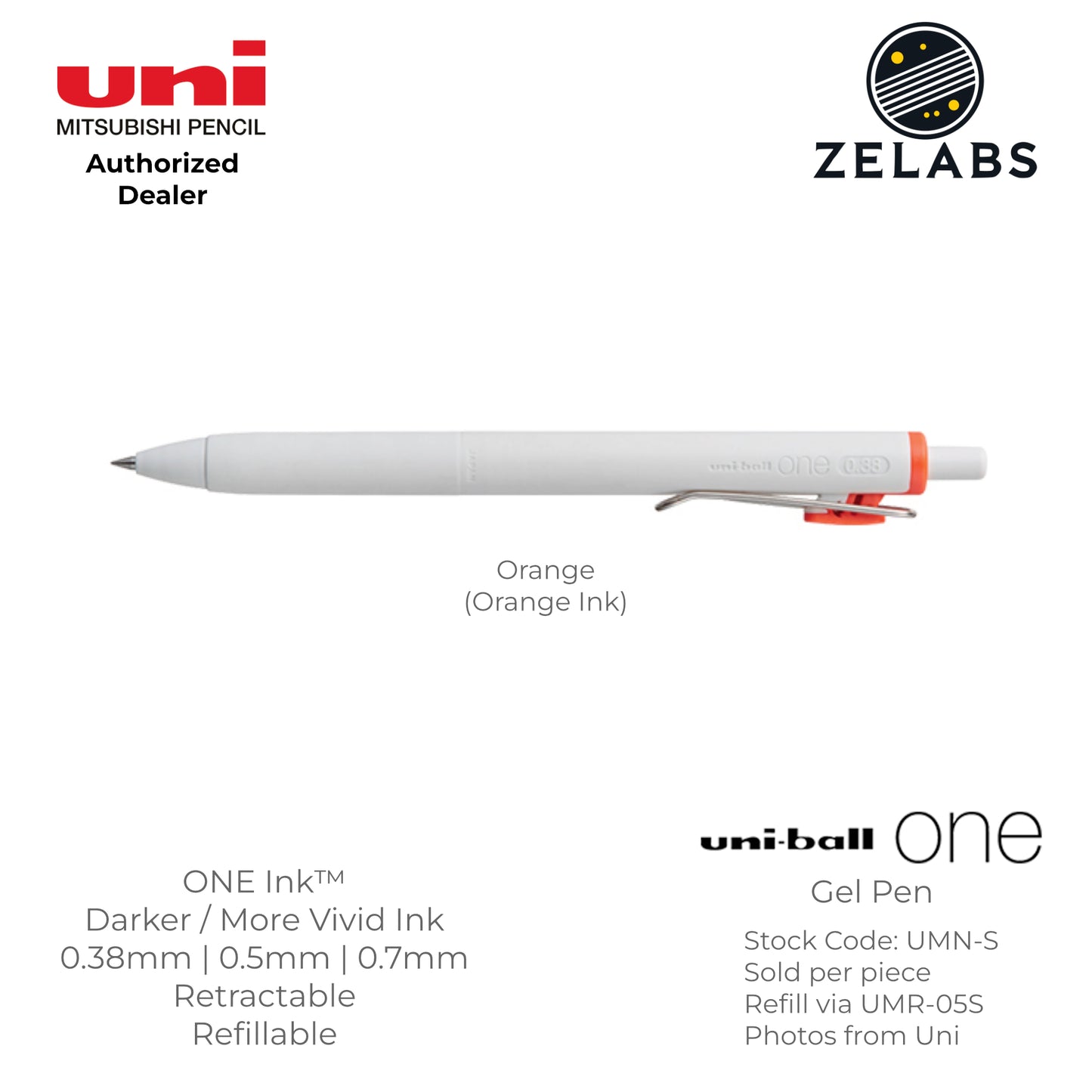 Uni Uni-Ball ONE Retractable Minimalist Gel Pen - UMN-S - 0.38mm / 0.5mm / 0.7mm