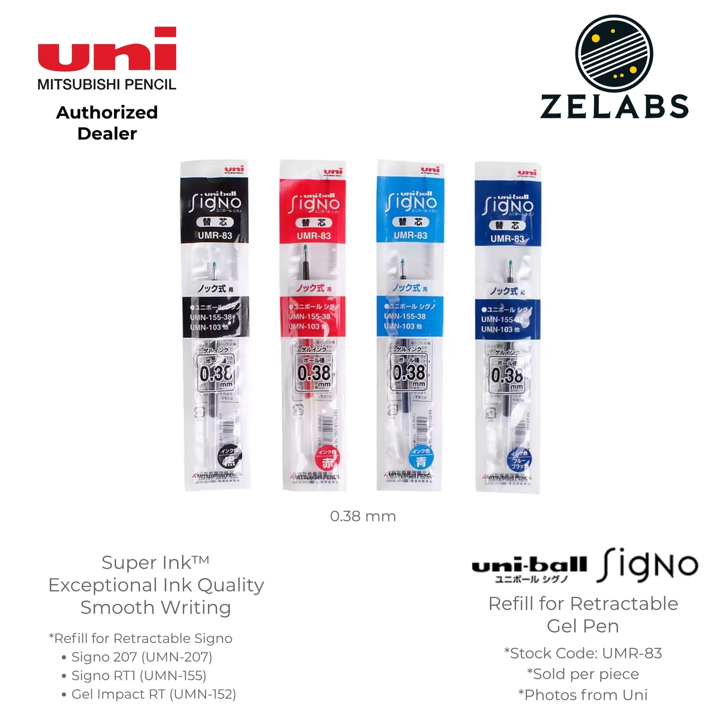 Uni Uni-Ball UMR-8 Signo Retractable Gel Pen Refills - UMR-83 | UMR-85N | UMR-87 | UMR-80