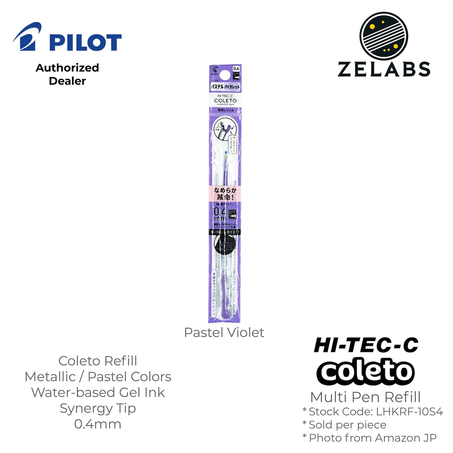 Pilot Hi-Tec-C Coleto Metallic / Pastel Gel Multi-pen / Multifunction Refill - LHKRF-10S4 - 0.4mm