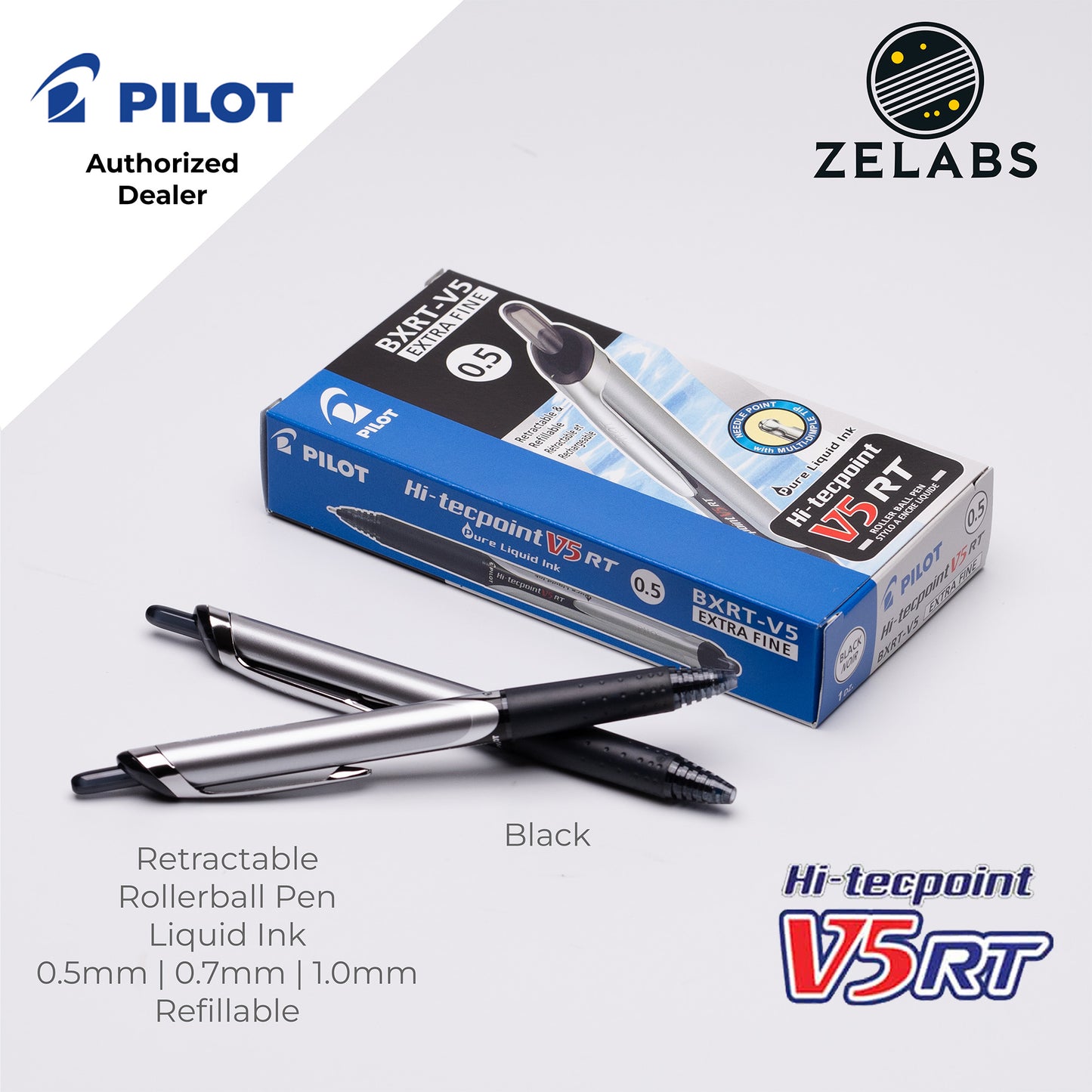 Pilot Hi-Tecpoint Retractable Roller ball Pen - BXRT V5 V7 V10 - 0.5mm | 0.7mm | 1.0mm