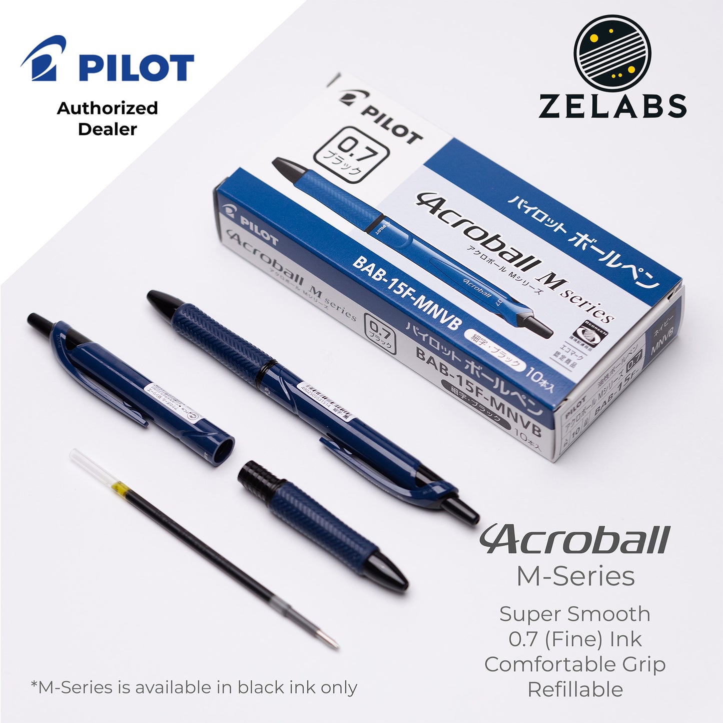 Pilot Acroball M-Series Fine Ballpoint Pen - BAB-15F-M - 0.7mm