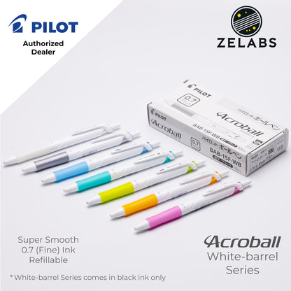 Pilot Acroball White-Barrel Fine Ballpoint Pen - BAB-15F-W - 0.7mm