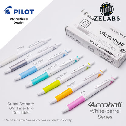 Pilot Acroball White-Barrel Fine Ballpoint Pen - BAB-15F-W - 0.7mm