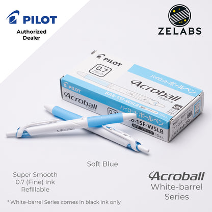 Pilot Acroball White-Barrel Fine Ballpoint Pen - BAB-15F-W - 0.7mm